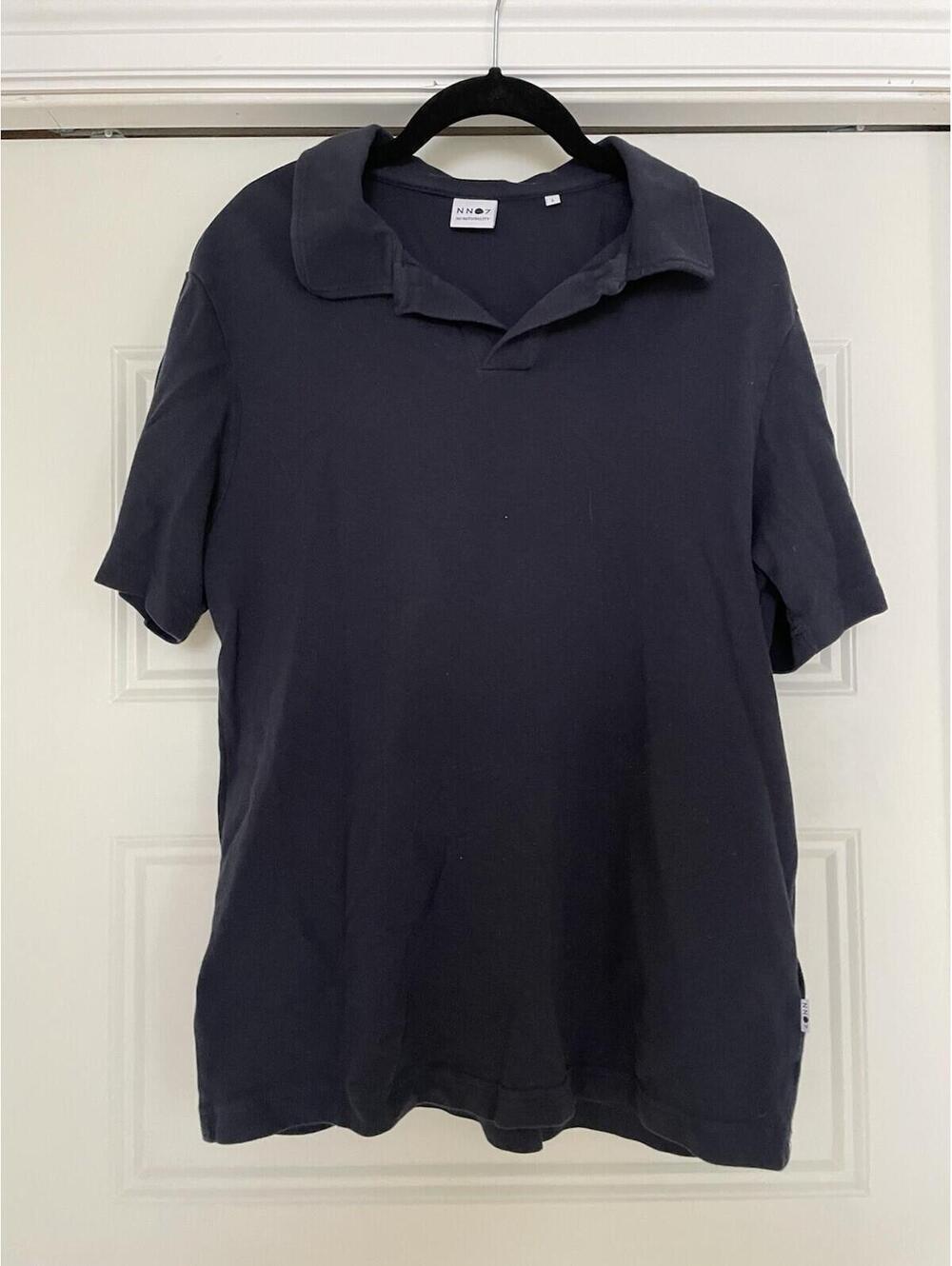 NN07 No Nationality Camp Collar Navy Knit Polo Large